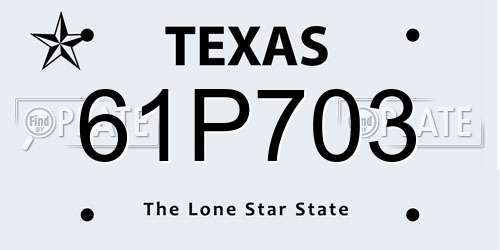 61P703 Texas License Plate