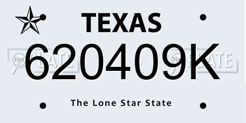 620409K Texas License Plate