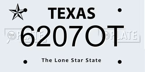 6207OT Texas License Plate