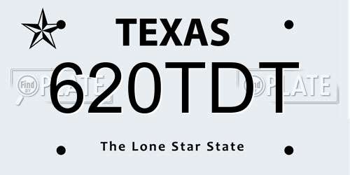 620TDT Texas License Plate