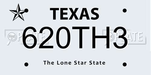 620TH3 Texas License Plate