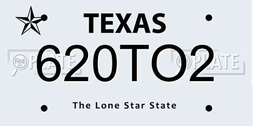 620TO2 Texas License Plate