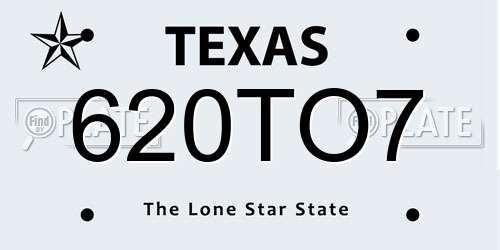 620TO7 Texas License Plate