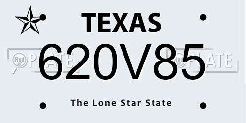 620V85 Texas License Plate
