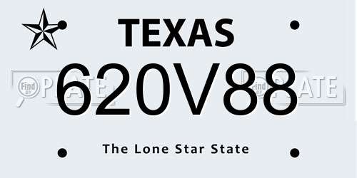 620V88 Texas License Plate