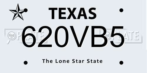 620VB5 Texas License Plate