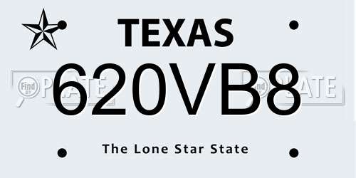 620VB8 Texas License Plate