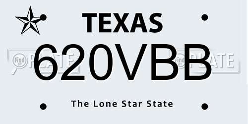 620VBB Texas License Plate