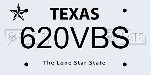 620VBS Texas License Plate