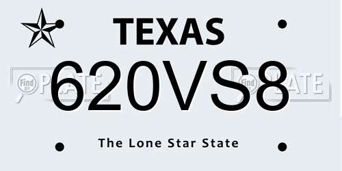 620VS8 Texas License Plate