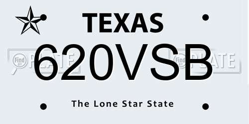 620VSB Texas License Plate