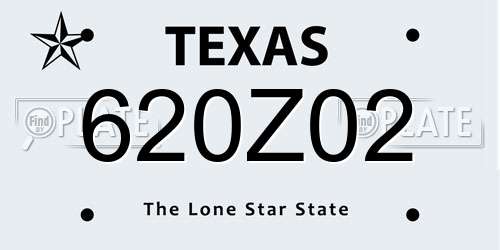 620Z02 Texas License Plate