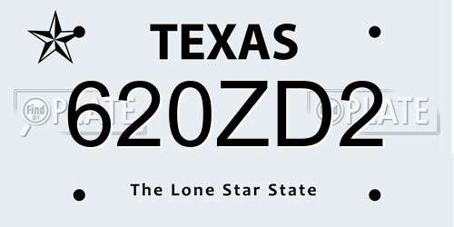 620ZD2 Texas License Plate