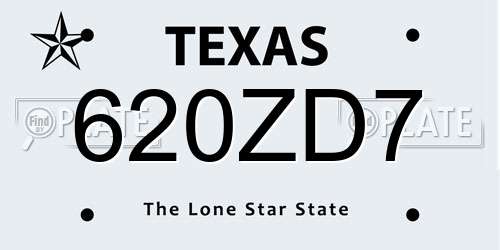 620ZD7 Texas License Plate