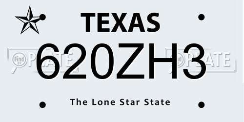 620ZH3 Texas License Plate