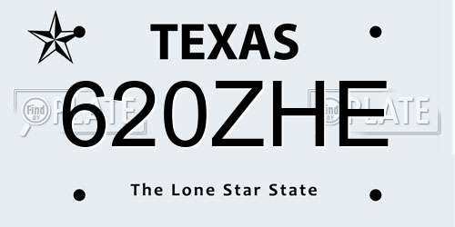 620ZHE Texas License Plate