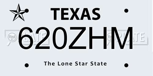 620ZHM Texas License Plate