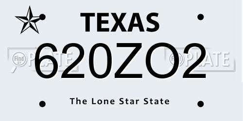 620ZO2 Texas License Plate