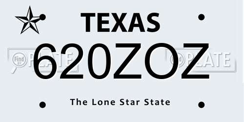 620ZOZ Texas License Plate