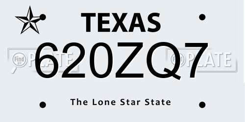 620ZQ7 Texas License Plate