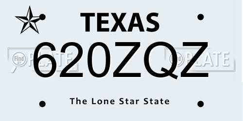 620ZQZ Texas License Plate