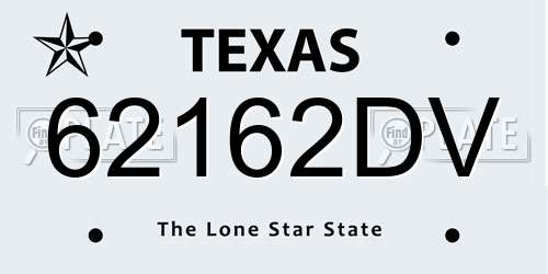 62162DV Texas License Plate