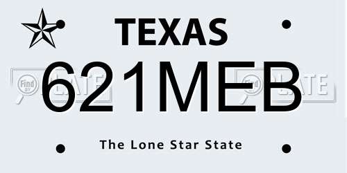 621MEB Texas License Plate