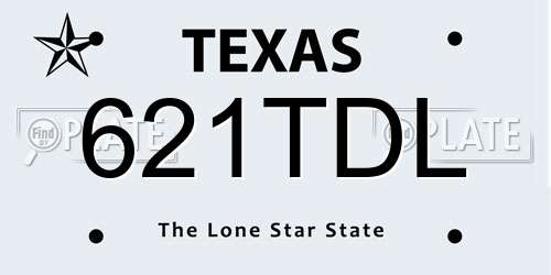 621TDL Texas License Plate
