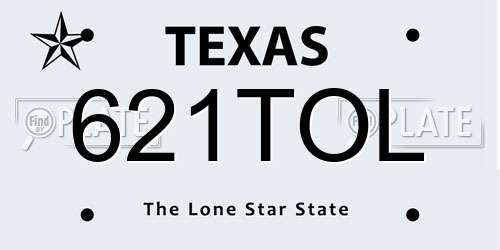 621TOL Texas License Plate