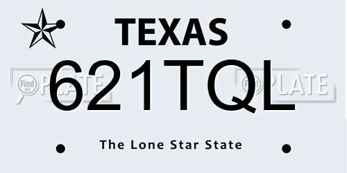 621TQL Texas License Plate