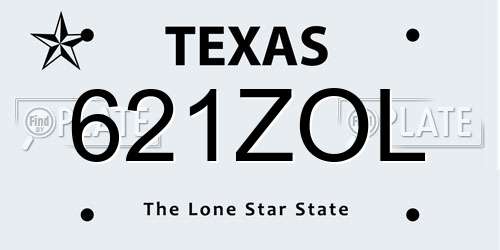 621ZOL Texas License Plate