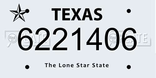 6221406 Texas License Plate