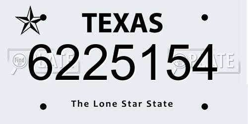 6225154 Texas License Plate