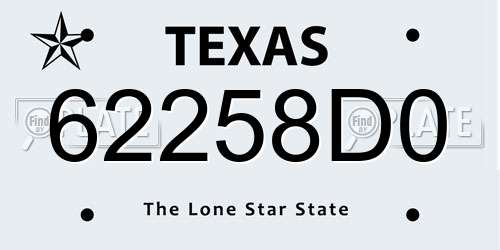 62258D0 Texas License Plate