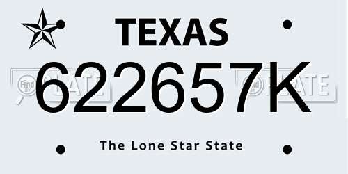 622657K Texas License Plate