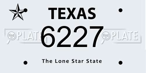 6227 Texas License Plate