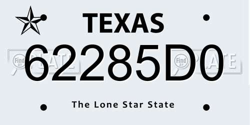 62285D0 Texas License Plate