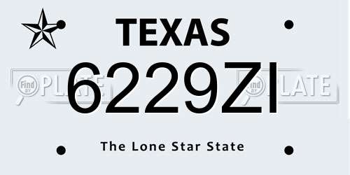 6229ZI Texas License Plate
