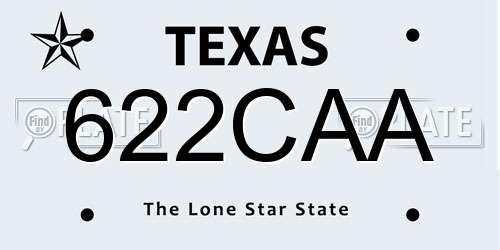 622CAA Texas License Plate