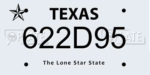622D95 Texas License Plate