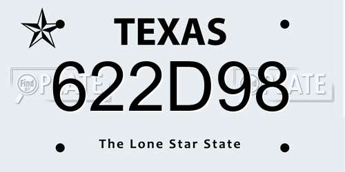 622D98 Texas License Plate