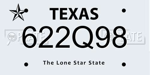 622Q98 Texas License Plate