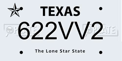 622VV2 Texas License Plate