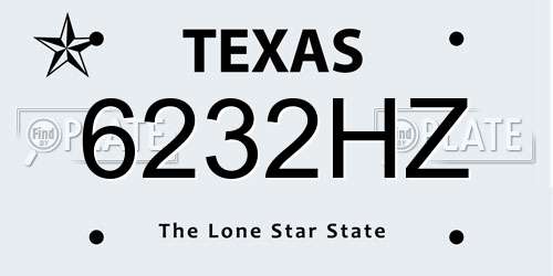 6232HZ Texas License Plate
