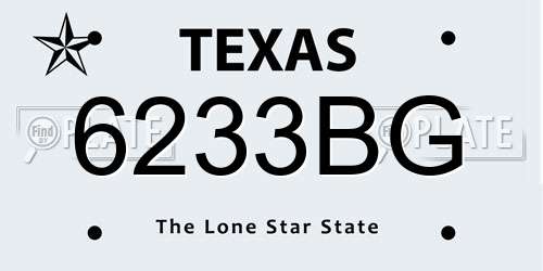 6233BG Texas License Plate