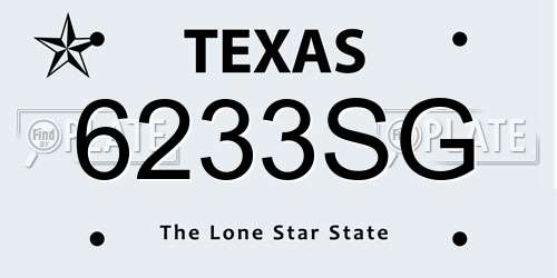 6233SG Texas License Plate
