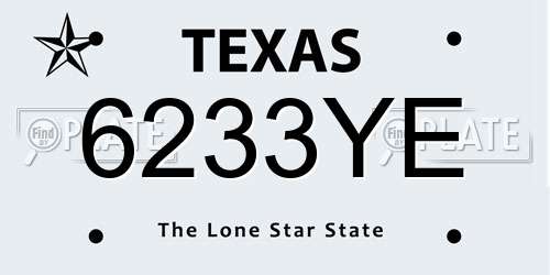 6233YE Texas License Plate