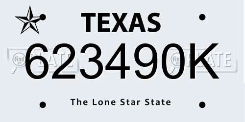 623490K Texas License Plate