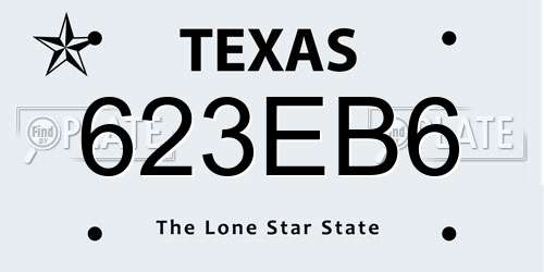 623EB6 Texas License Plate