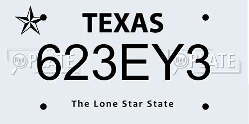 623EY3 Texas License Plate